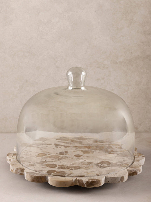 Marble Serving Board with Cloche in Onyx Brown