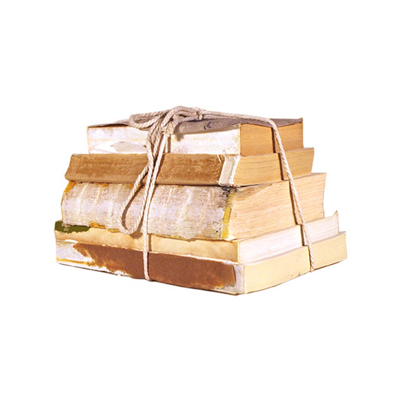 Stack Of Five Tattered Decorative Books / Bundled & Tied