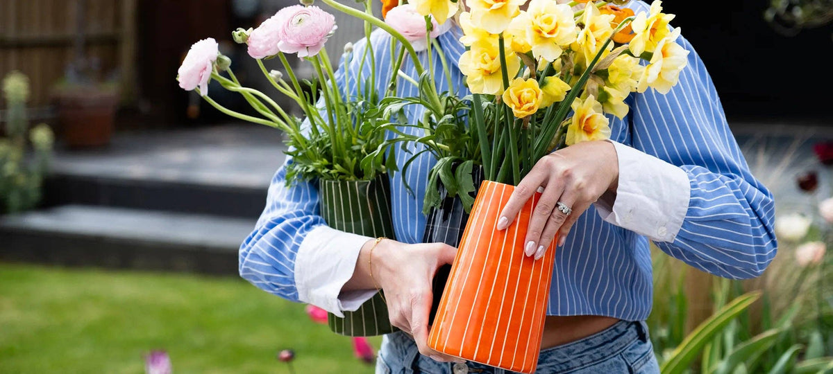 Hand-painted Striped Pitcher