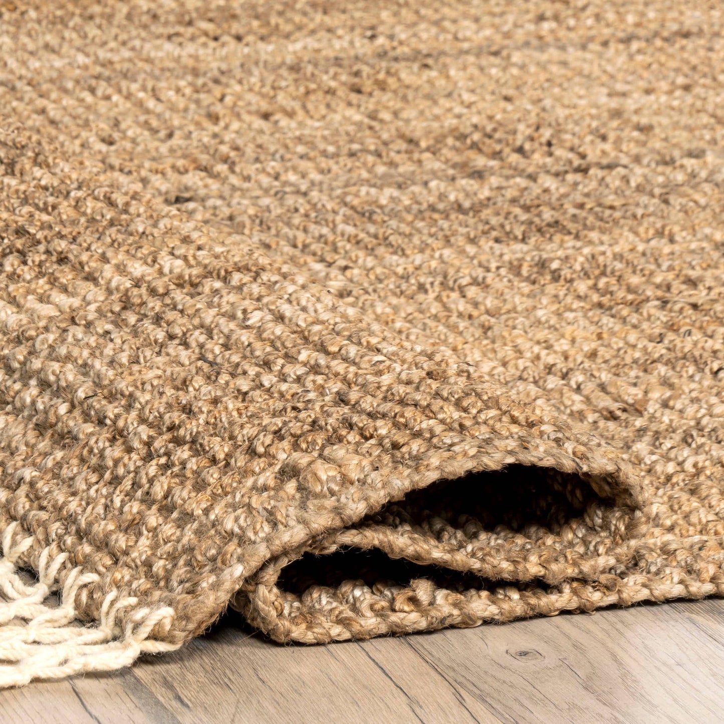 Jute Area Rug - White fringe