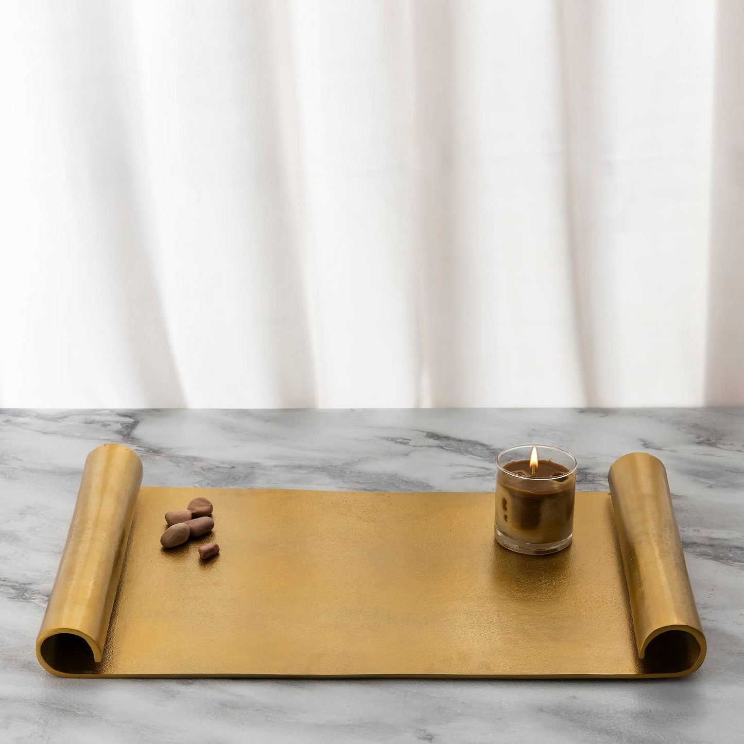 Scroll Tray Raw Brass Finish