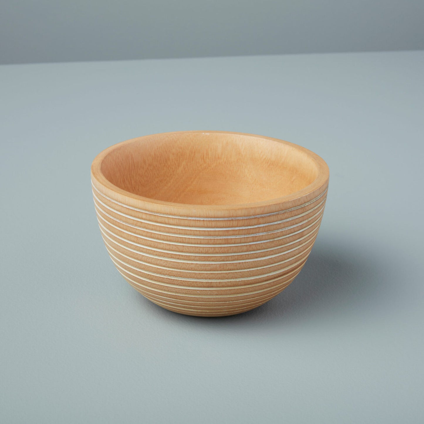 White Striped Kiln Mango Wood Bowls