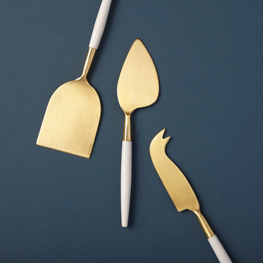 Cheese Tools Set - White & Gold