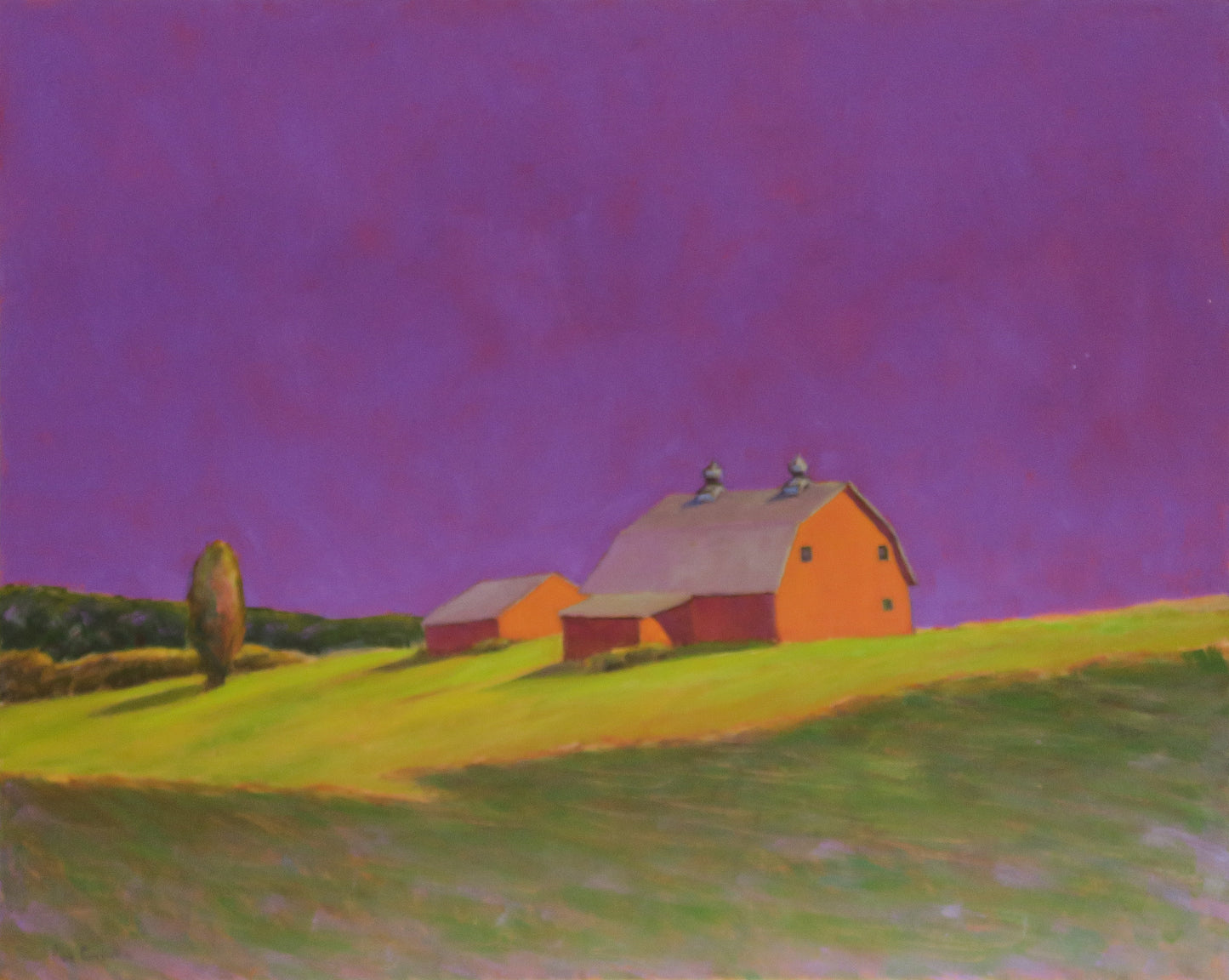 Barn With Red and Purple Sky