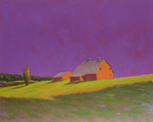 Barn With Red and Purple Sky