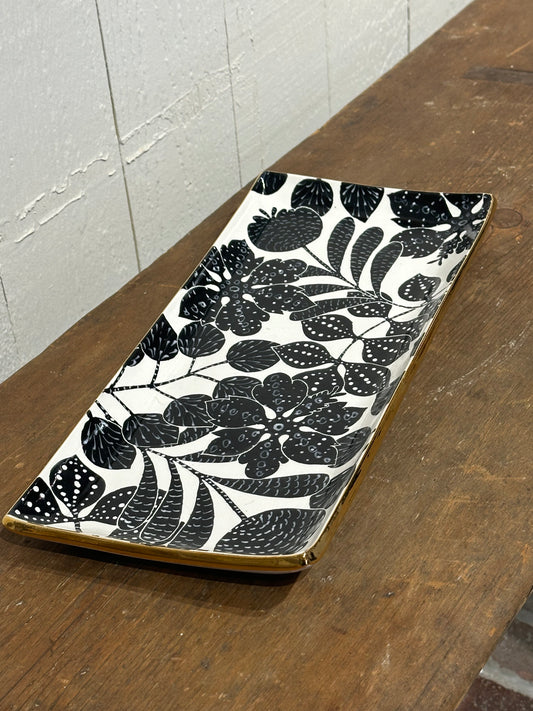 Cocktail Tray - Bali Toile in Black