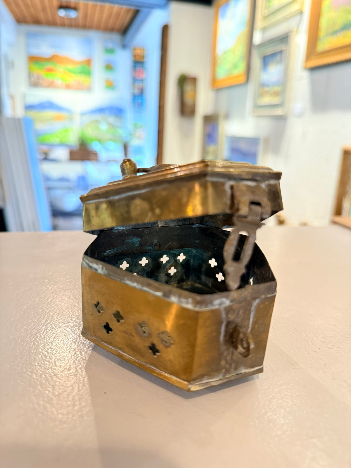 Vintage Brass Pierced Box