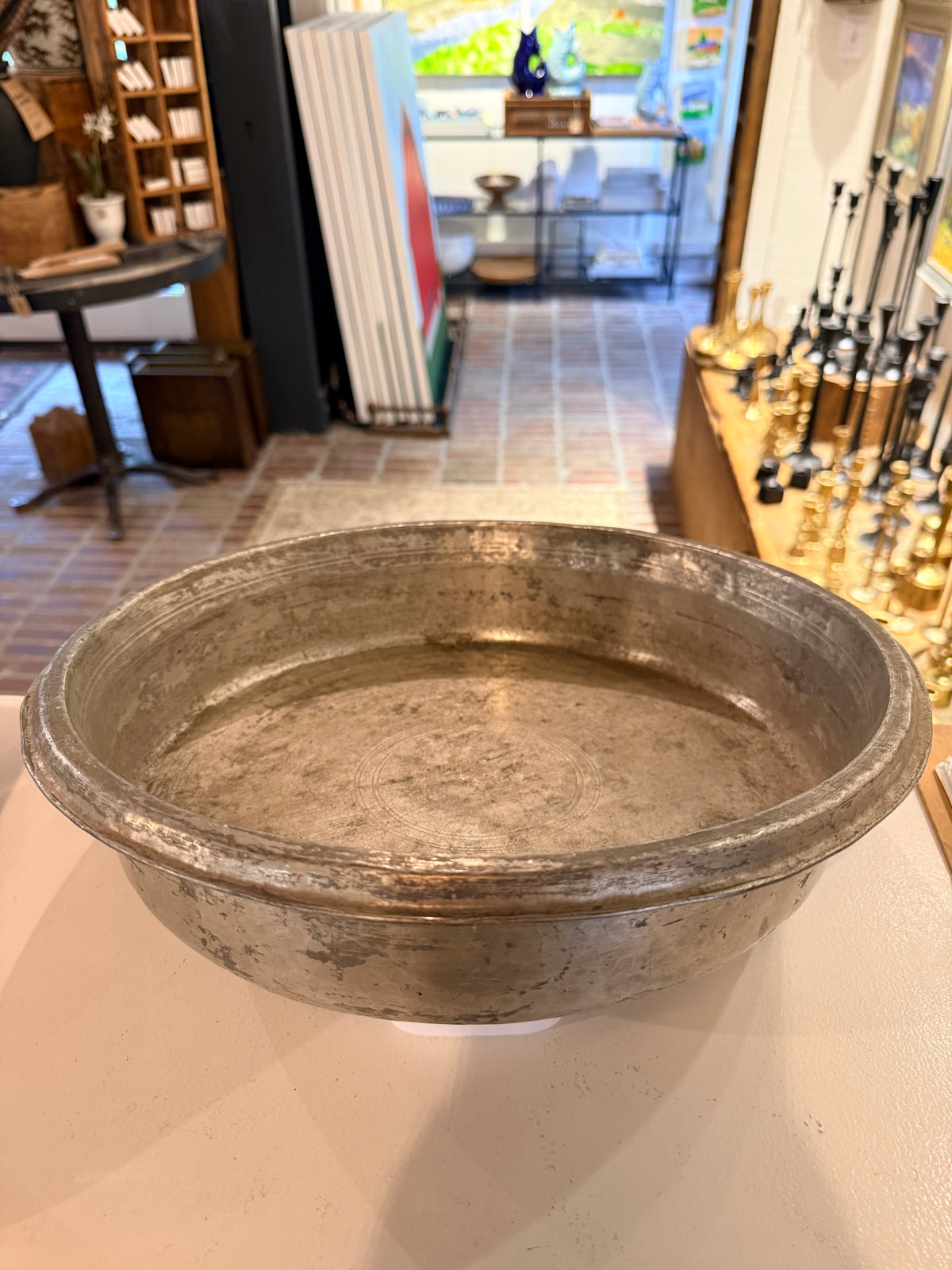 Vintage Tinned Copper Basin