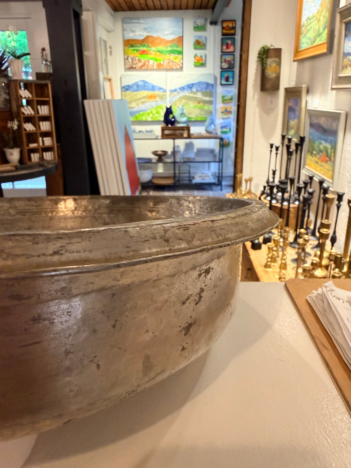 Vintage Tinned Copper Basin