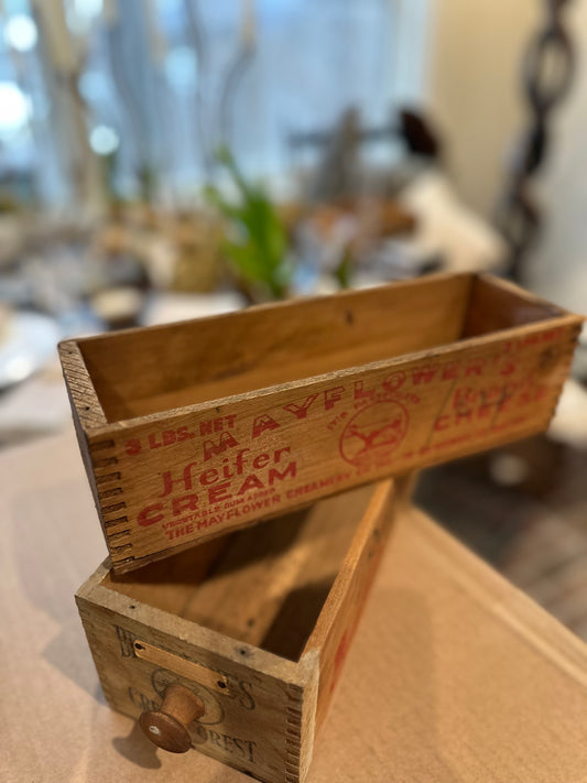 Vintage Wooden Cheese Boxes