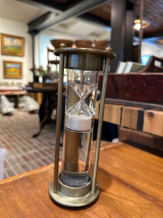 Antique Brass Hourglass / Sand Timer - 3 minutes