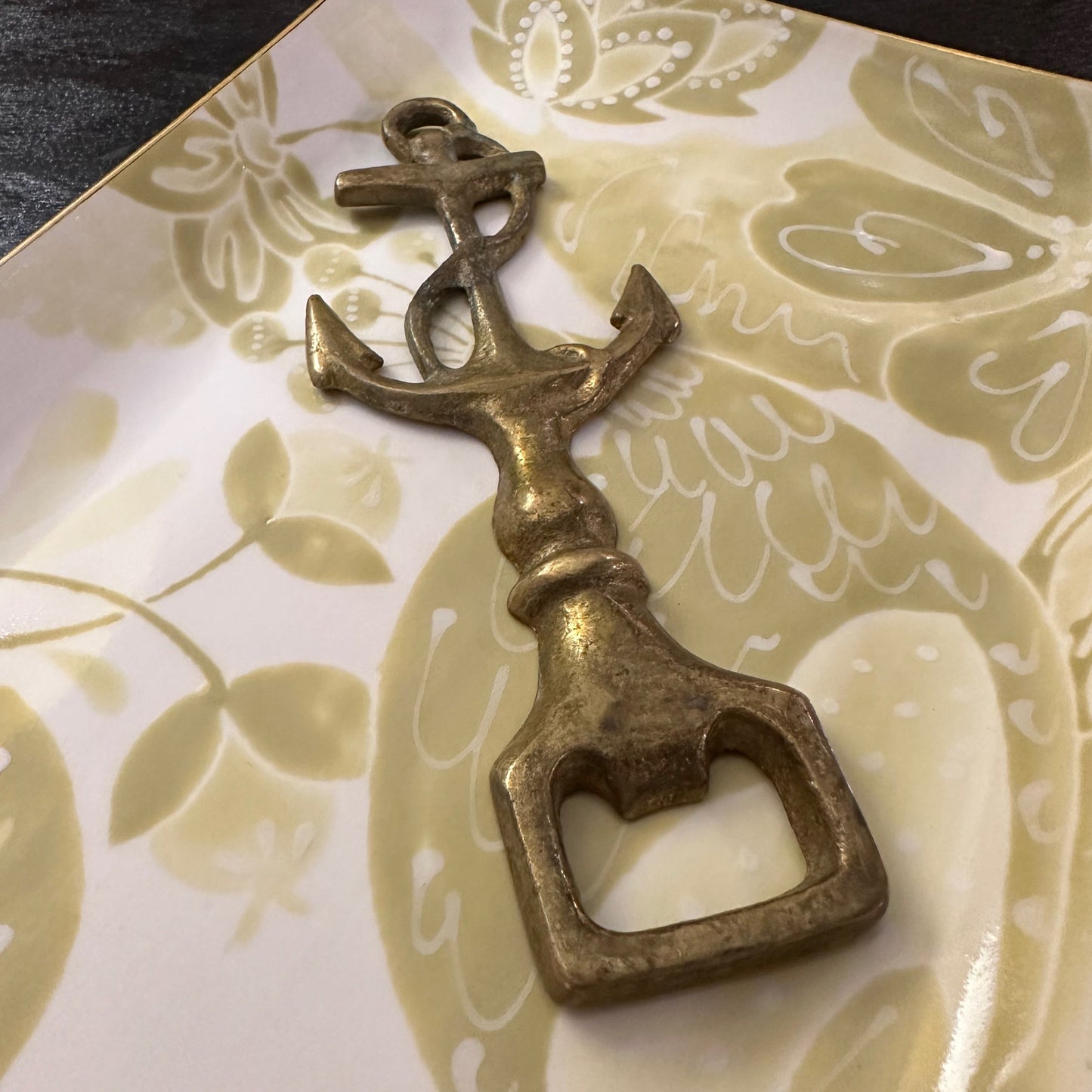 Vintage Solid Brass Bottle Opener - Anchor