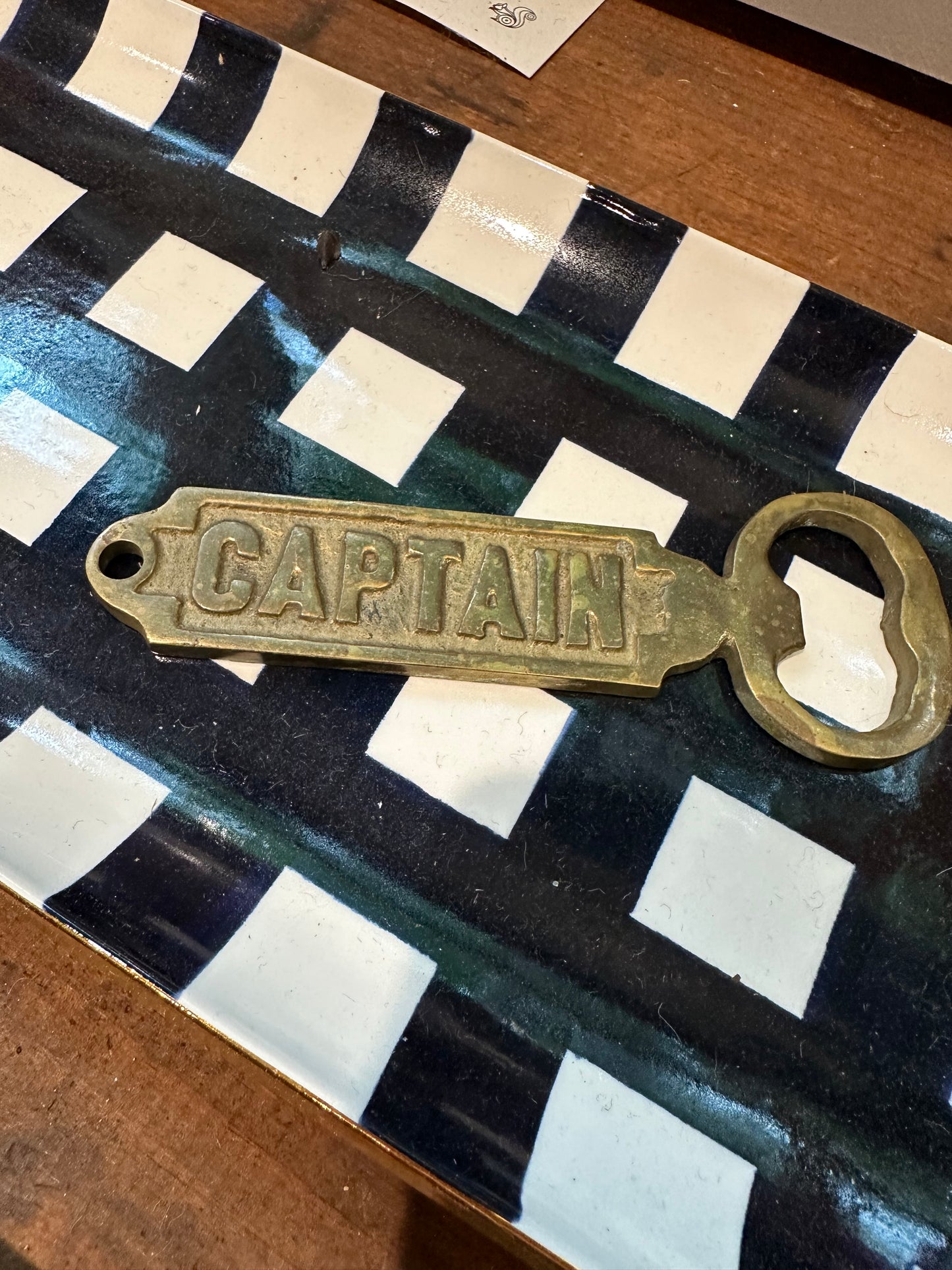 Vintage Solid Brass Bottle Opener - Captain