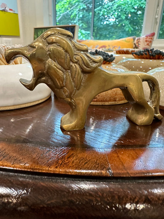 Vintage Solid Brass Bottle Opener - Lion