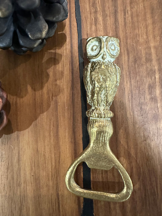 Vintage Solid Brass Bottle Opener - Owl