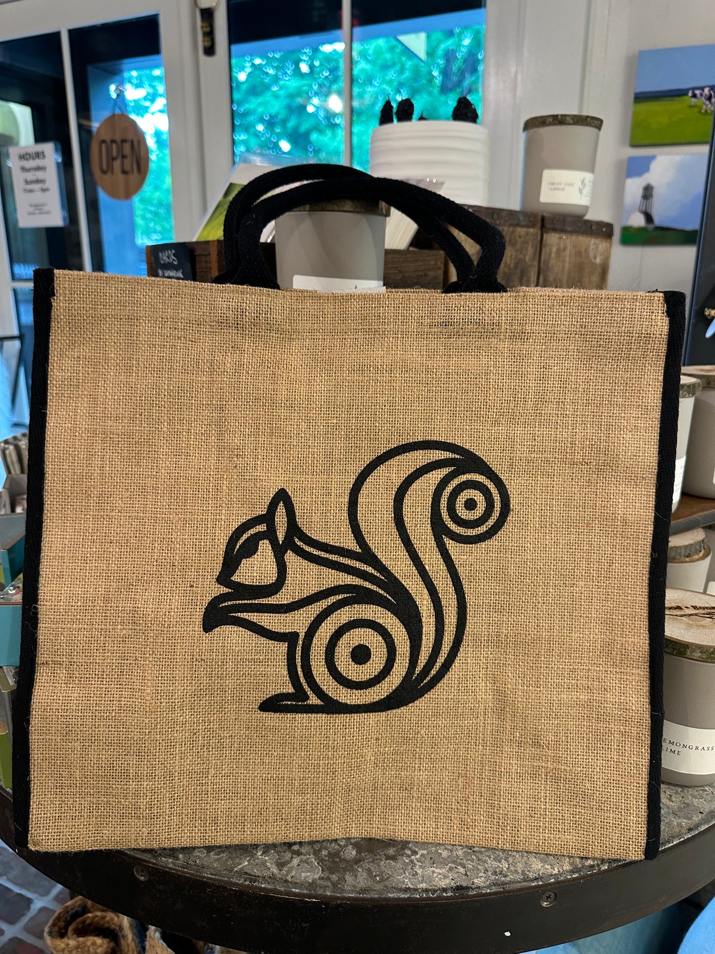 Squirrel Jute Tote Bag