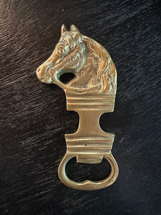 Vintage Solid Brass Bottle Opener - Horse Head Medium