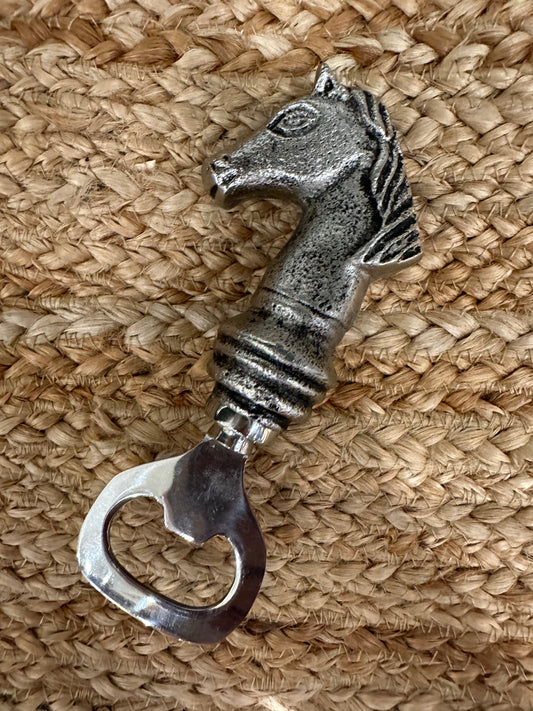 Vintage Solid Brass Bottle Opener - Pewter Horse Head