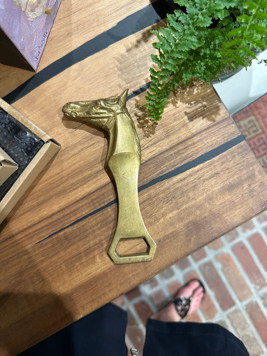 Vintage Solid Brass Bottle Opener - Horse Head