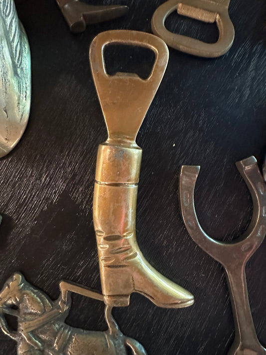 Vintage Solid Brass Bottle Opener - Equestrian Boot Large