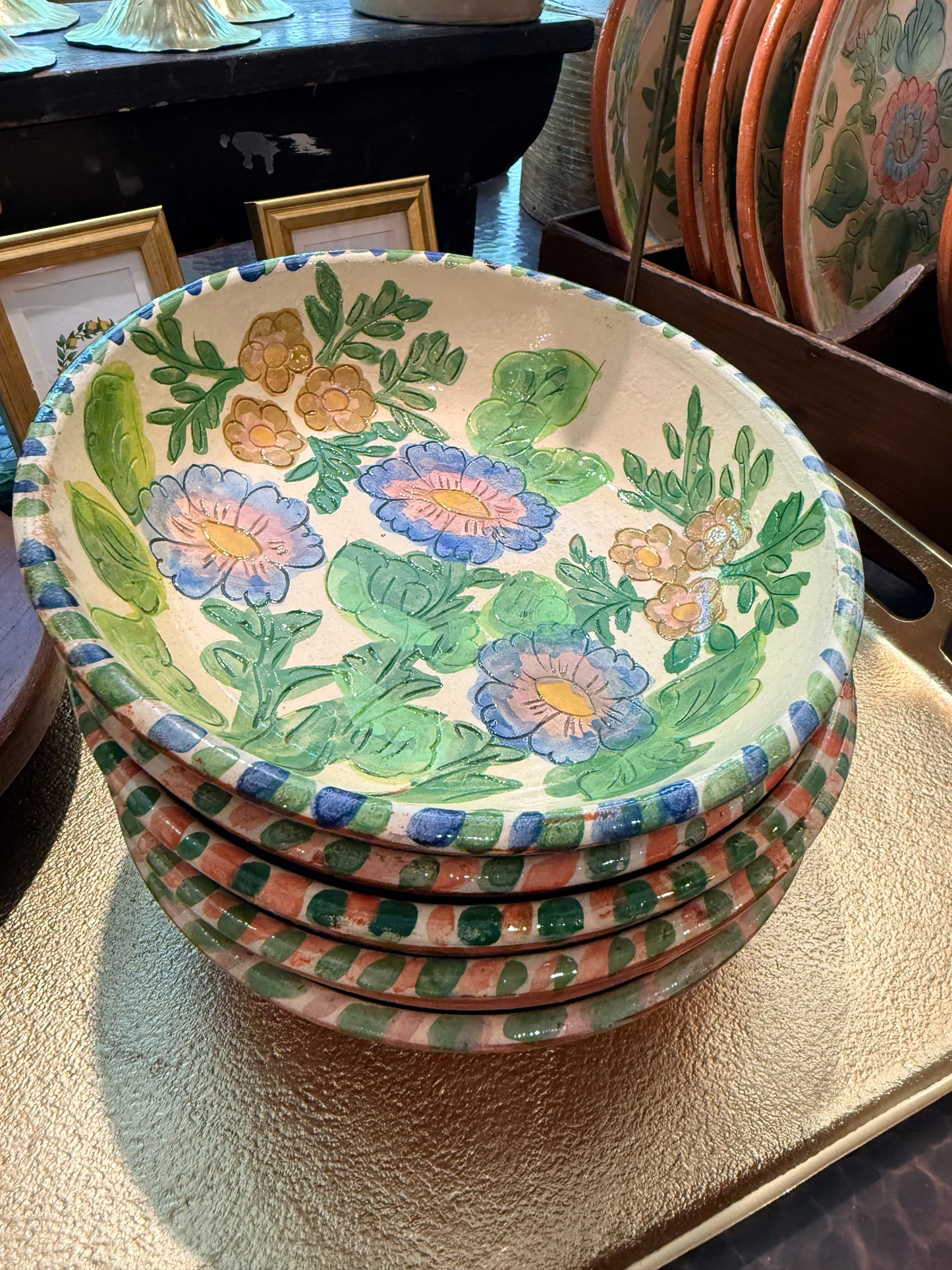 Vintage Hand Painted Flower Plates and Bowls