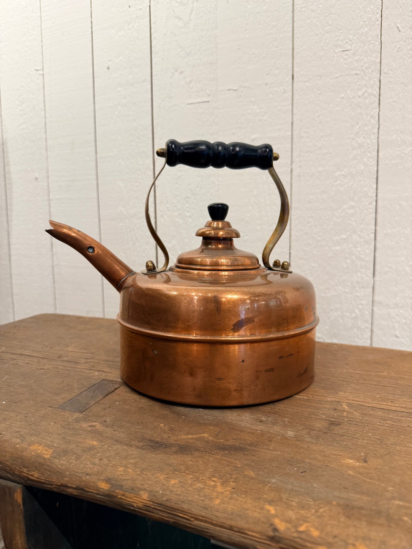Vintage Copper Whistling Tea Kettle