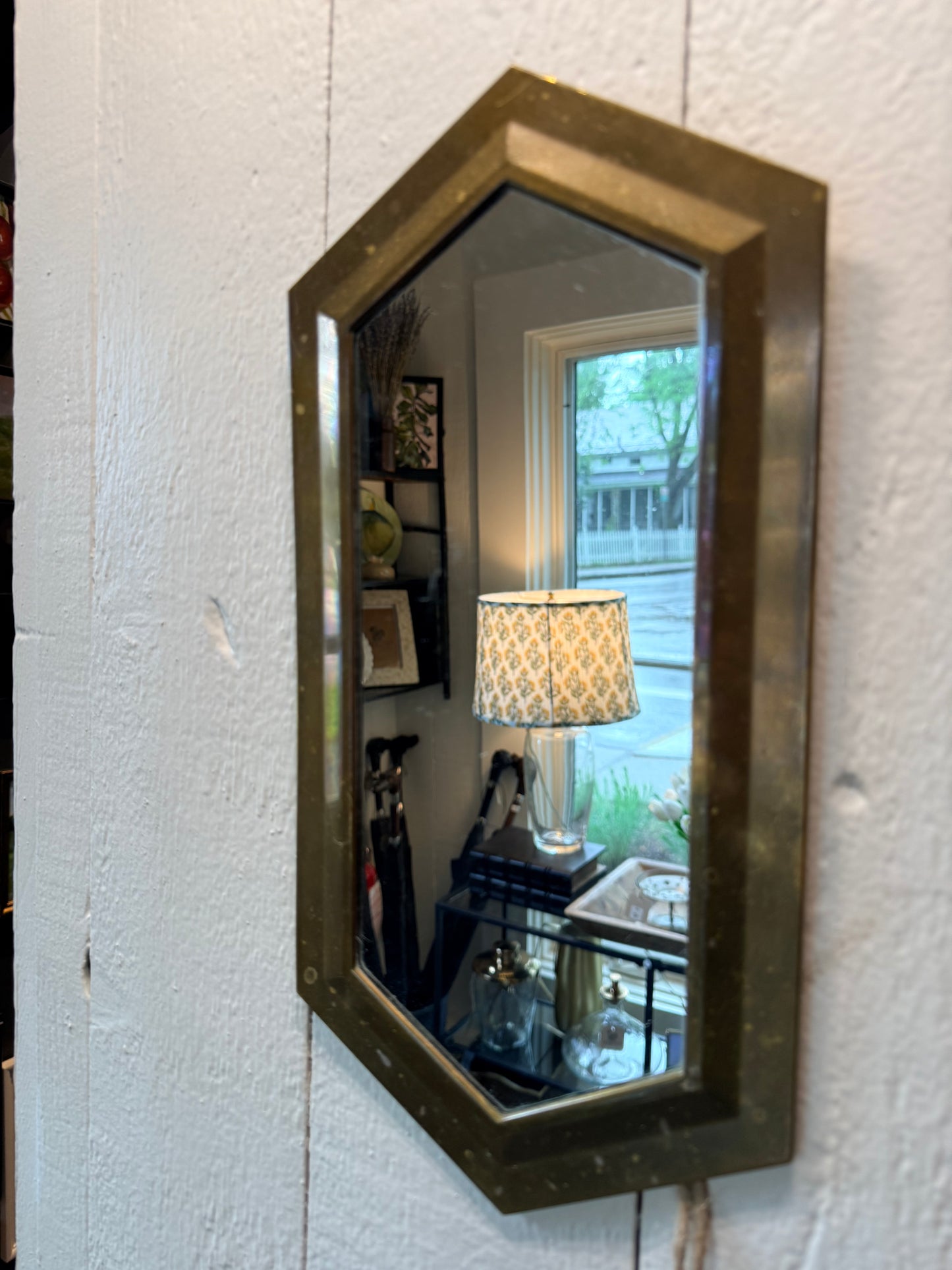 Vintage Geometric Brass Mirror