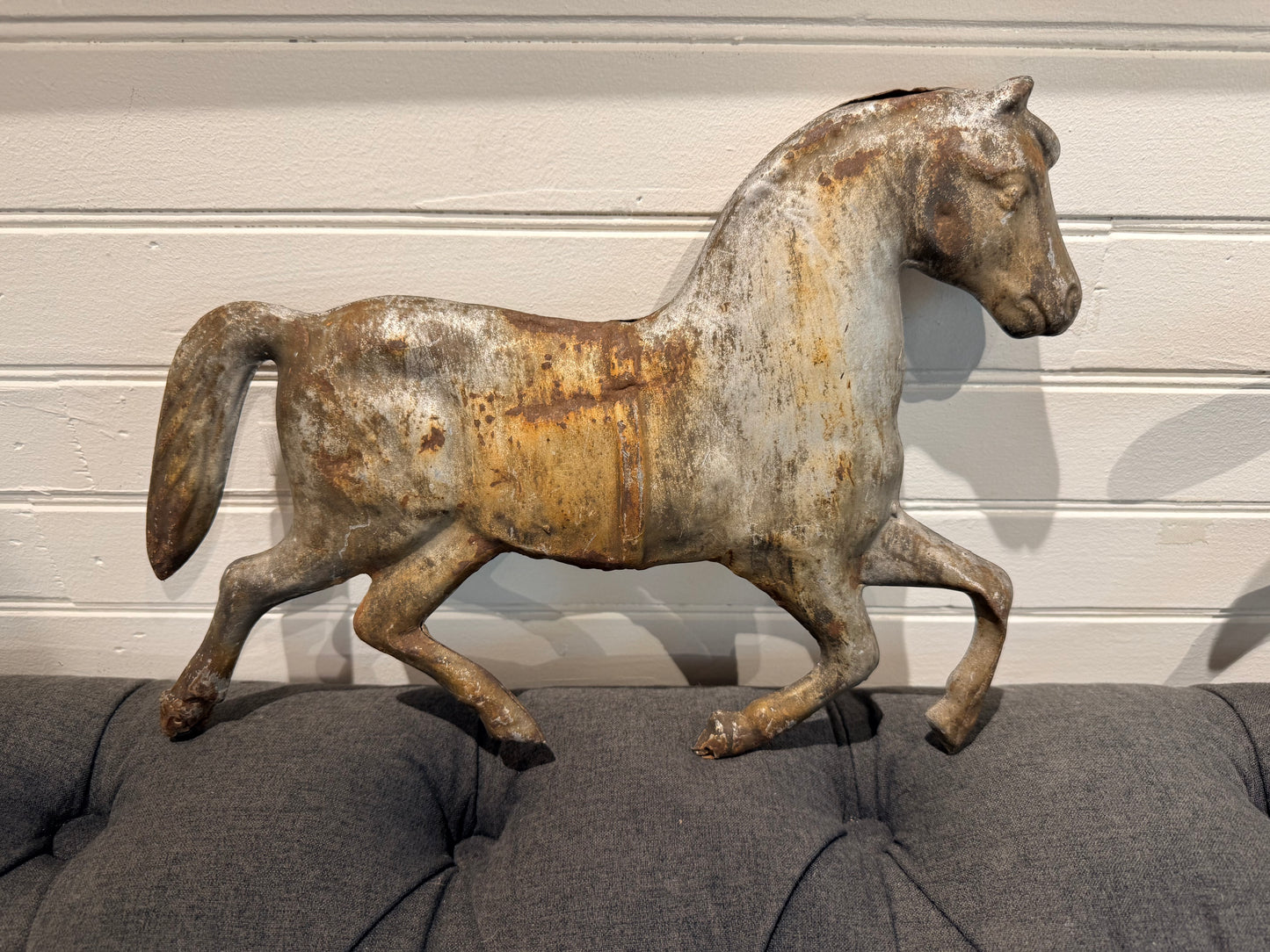 Vintage Metal Horse Weathervane - Silver