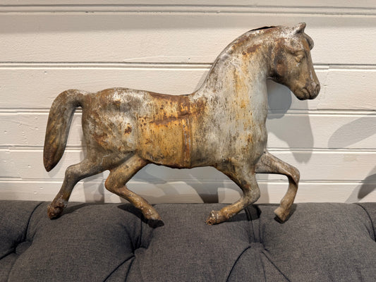 Vintage Metal Horse Weathervane - Silver