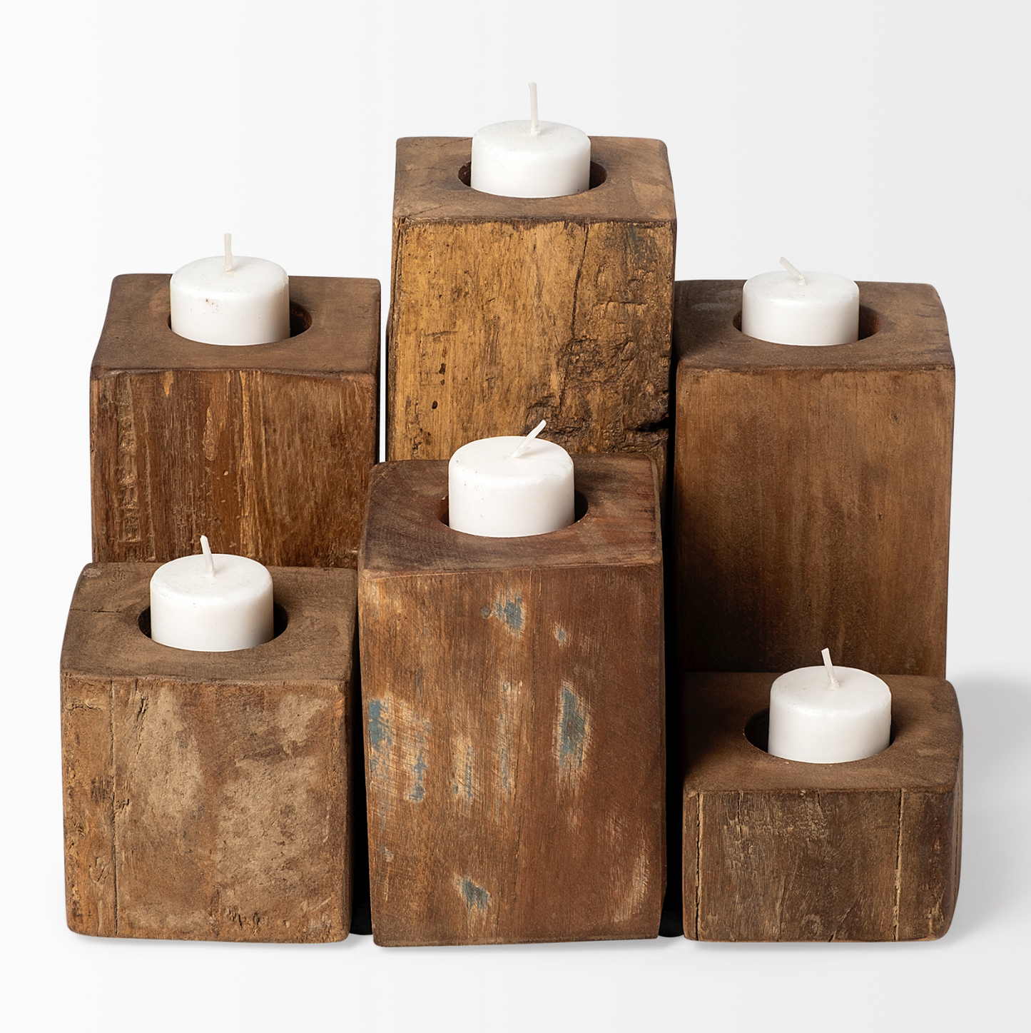 Wooden Blocks Candle Holder Set