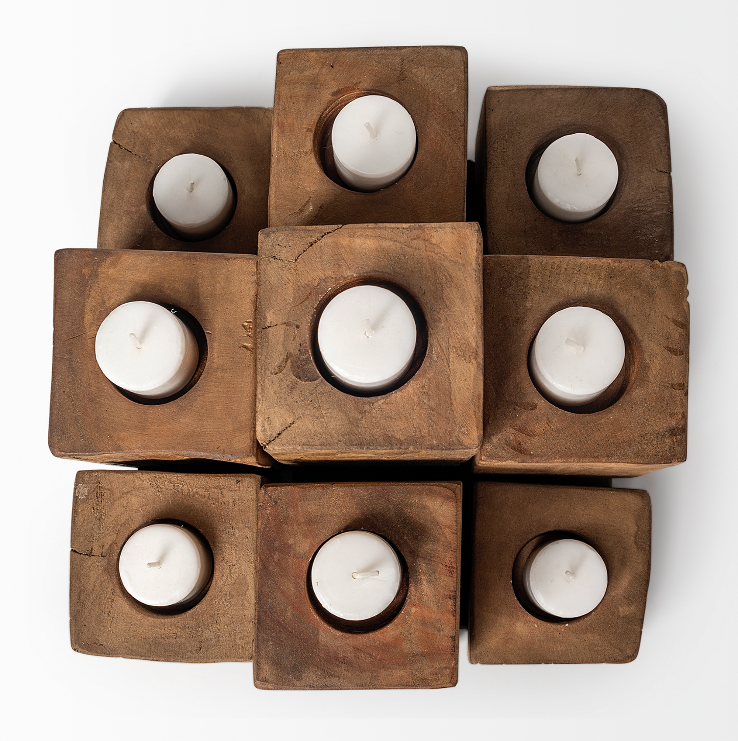 Wooden Blocks Candle Holder Set