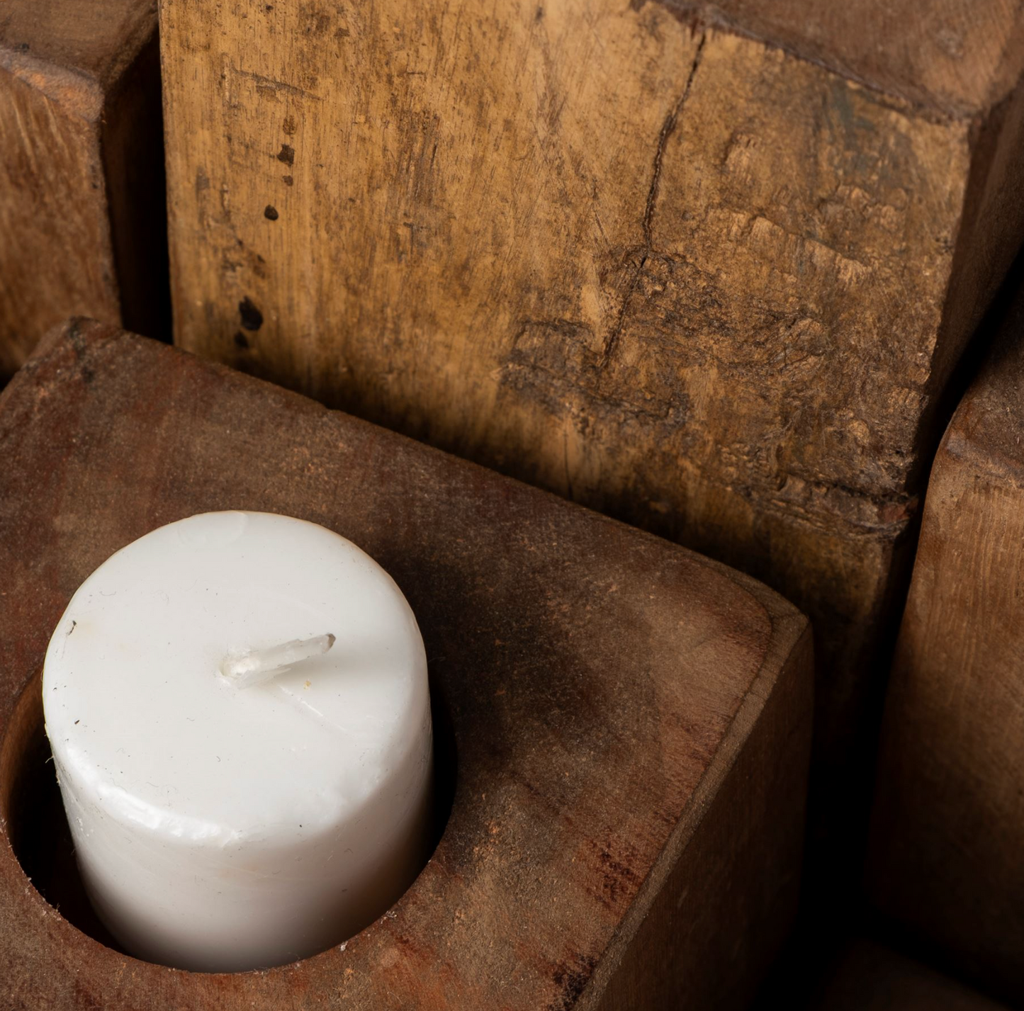 Wooden Blocks Candle Holder Set