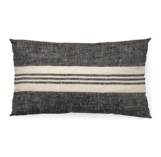 Black with Stripes Throw Pillow, Lumbar