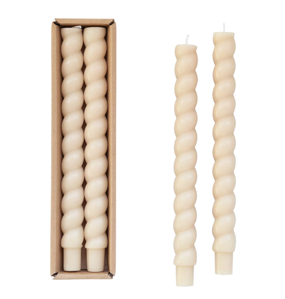 Twisted Taper Candles in Box, Set of 2