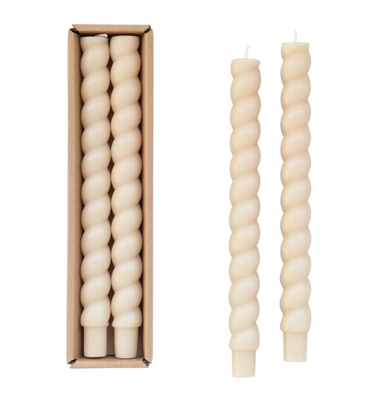 Twisted Taper Candles in Box, Set of 2