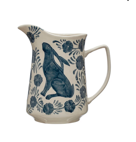 Rabbit and Flowers Pitcher