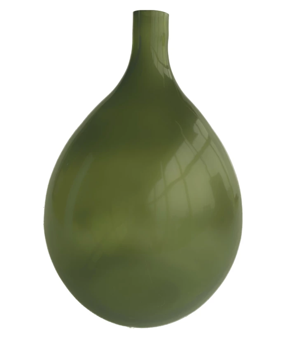 Green Glass Bottle - Skinny Neck