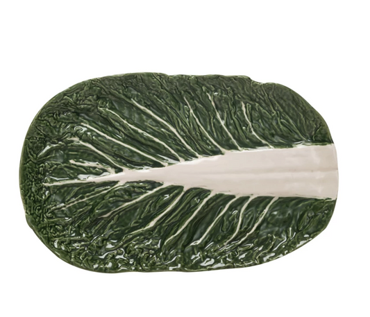 Hand-Painted Ceramic Cabbage Shaped Platter