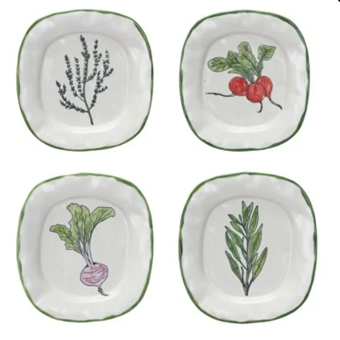 Stoneware Plates - Vegetables & Herbs