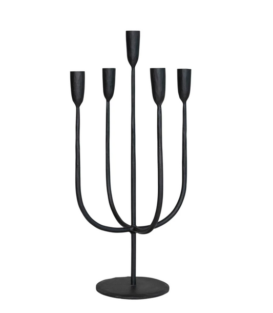 Hand-Forged Black Metal Candelabra