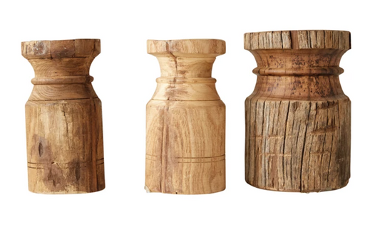 Wood Carved Candle Holders