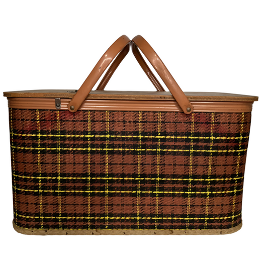 Vintage Picnic Basket - Plaid