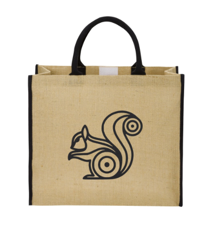 Squirrel Jute Tote Bag