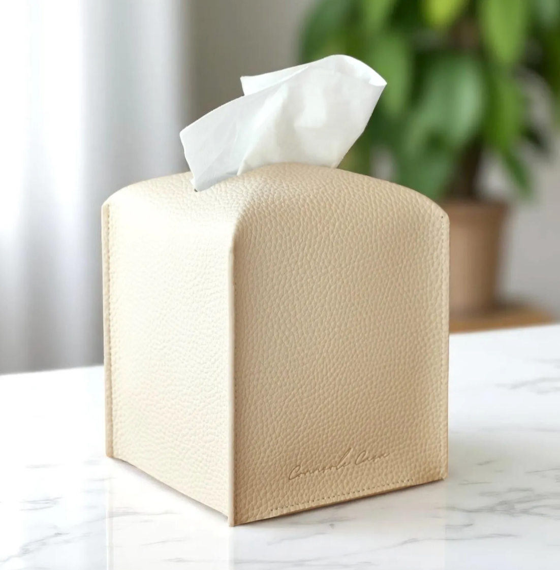 Faux Leather Tissue Box Cover