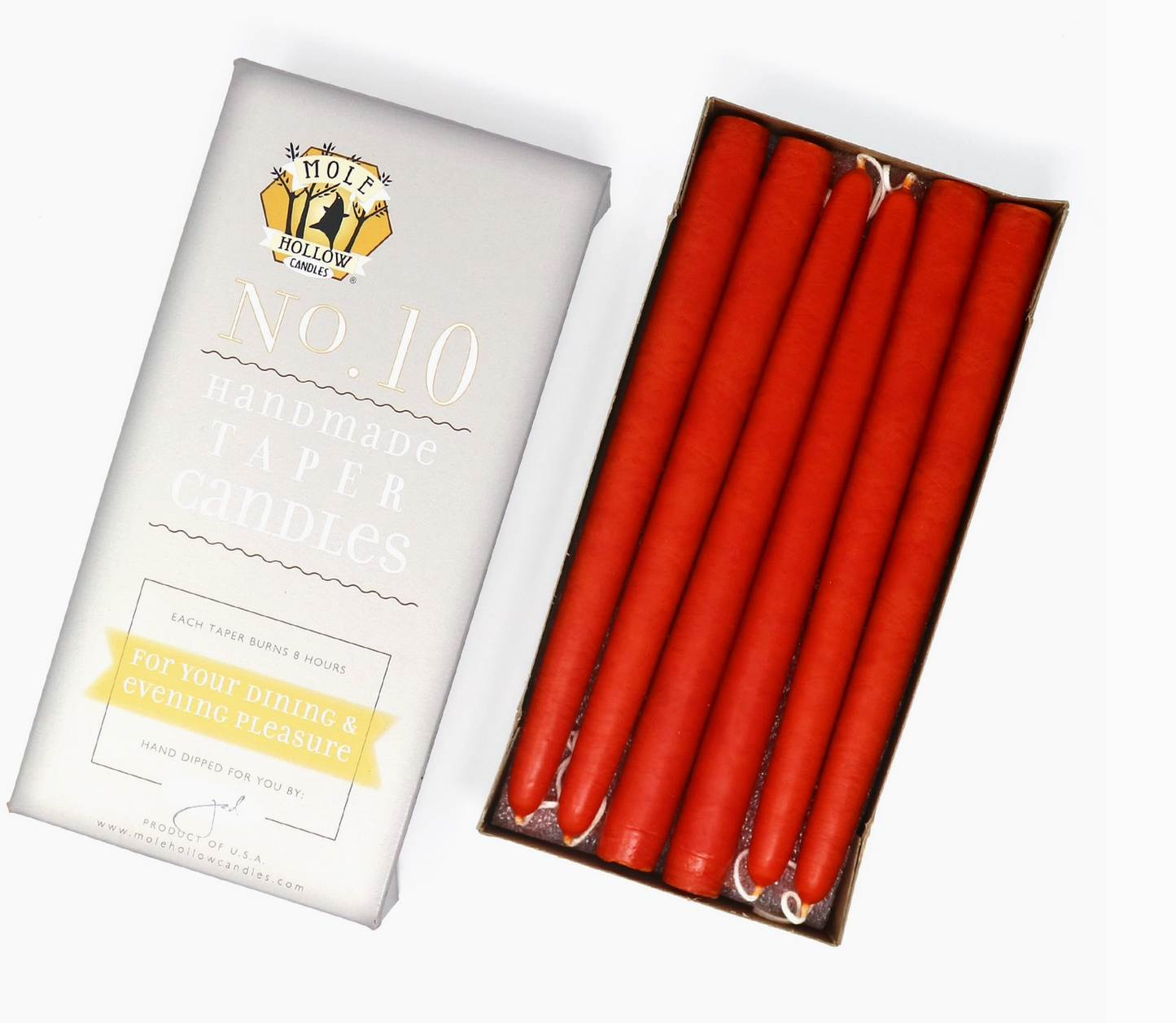 Spun Finish 10" Taper Candles - Pair