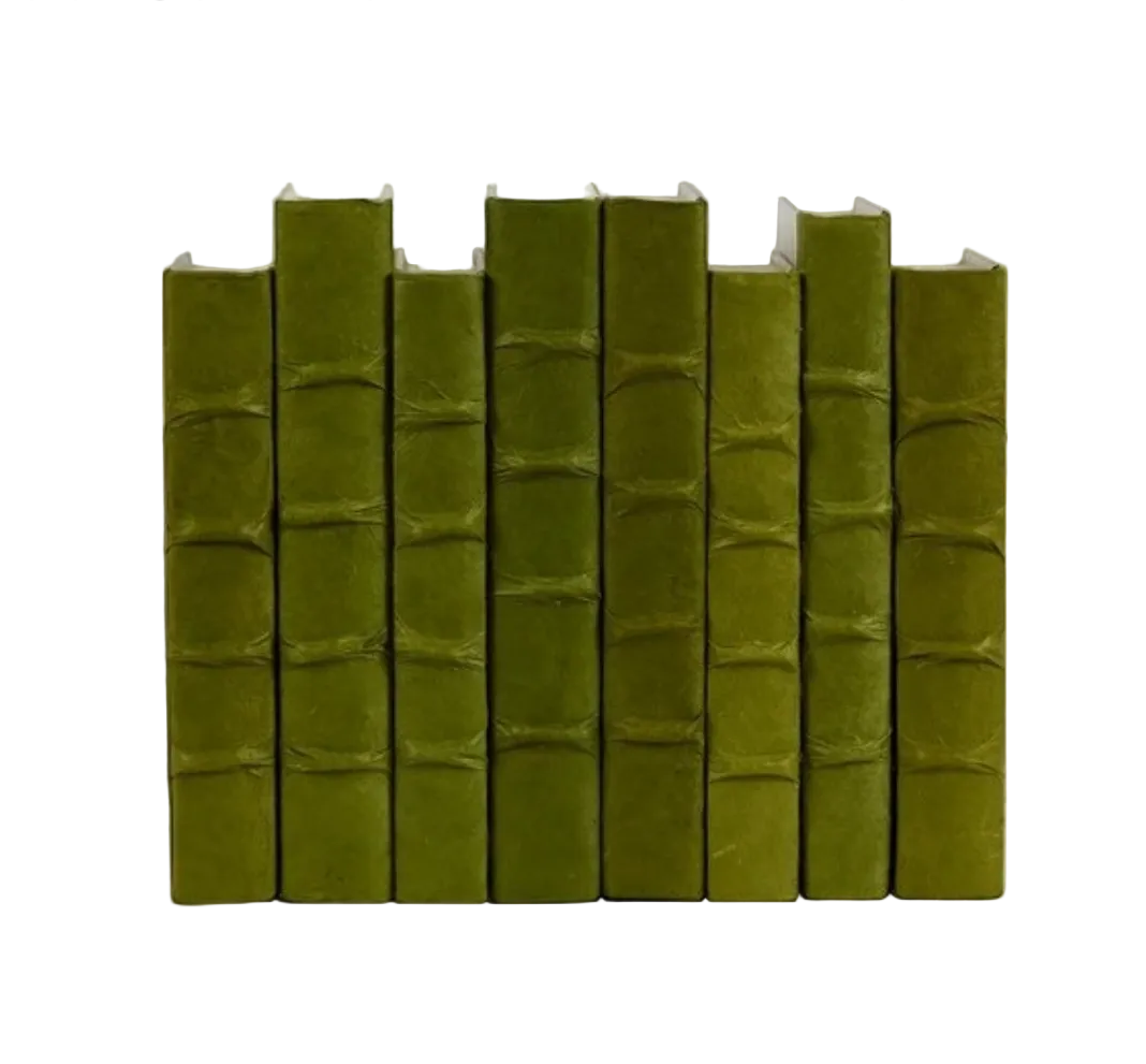 Raised Bands Dark Olive Decorative Books - Set of 3