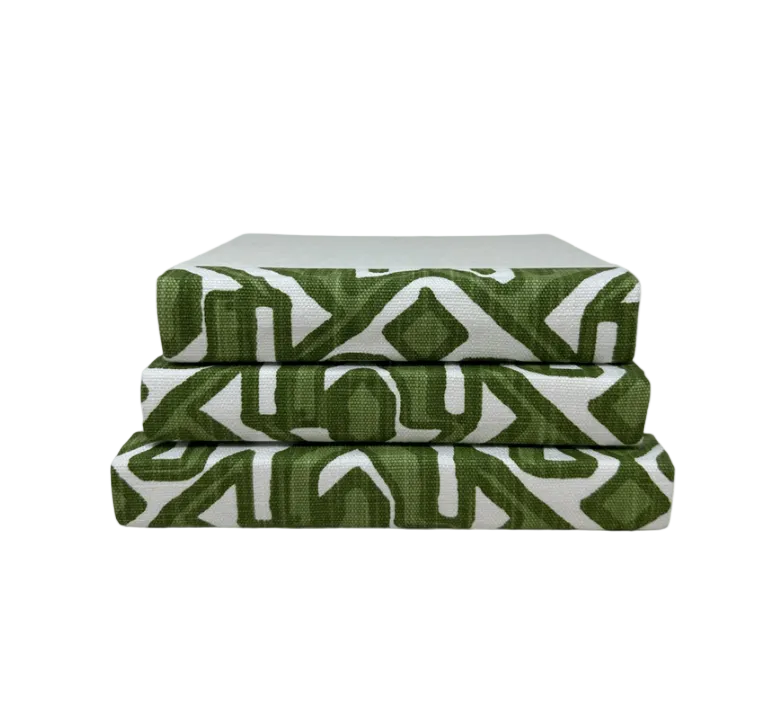 Bermuda Green Geometric Fabric Decorative Books - Set of 3