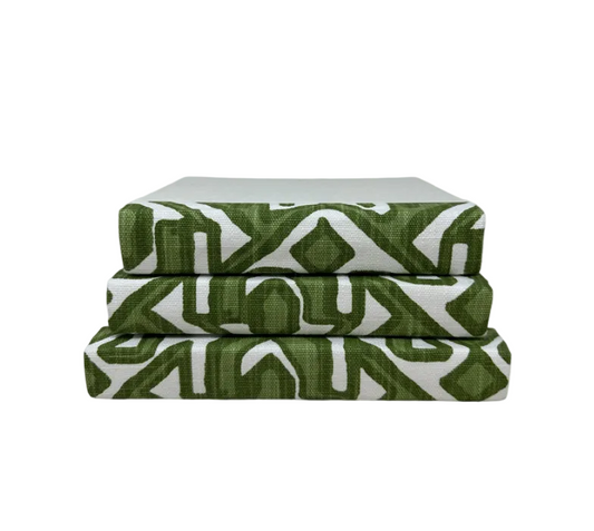 Bermuda Green Geometric Fabric Decorative Books - Set of 3