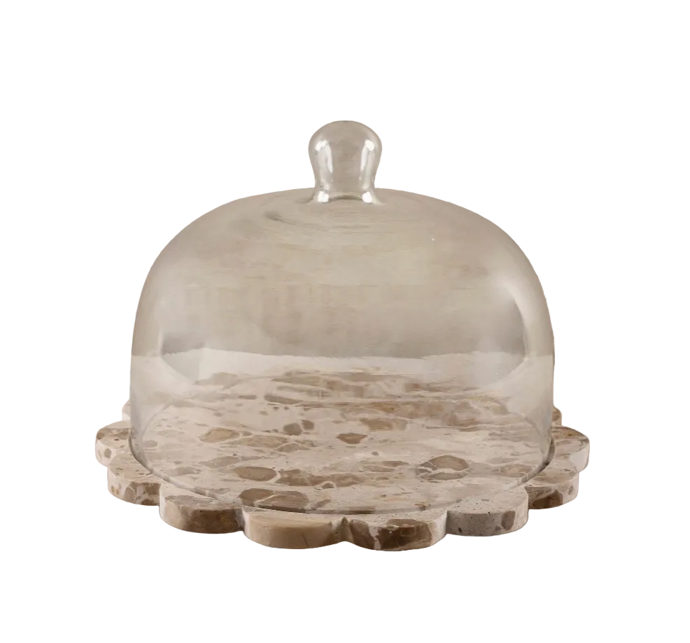 Marble Serving Board with Cloche in Onyx Brown
