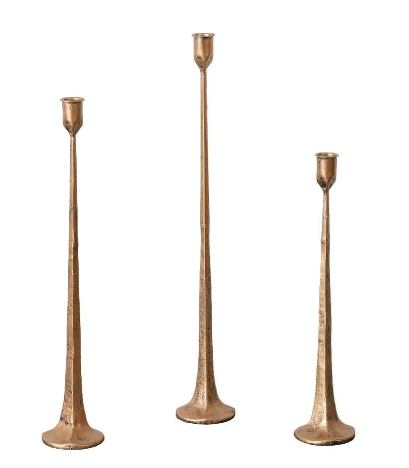 Hand-Forged Copper Metal Candle Holders – Set of 3